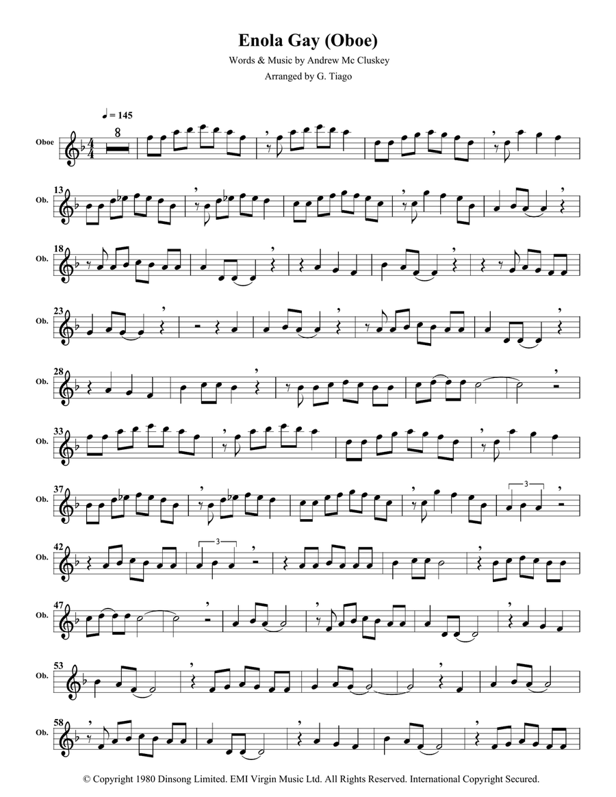 Enola Gay Enola Gay Oboe Solo scores gallery preview page 1