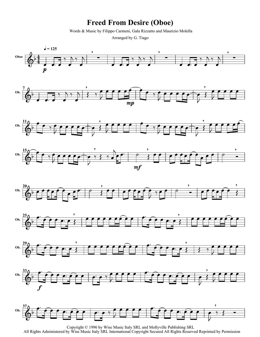Freed From Desire Freed From Desire Oboe Solo scores gallery preview page 1