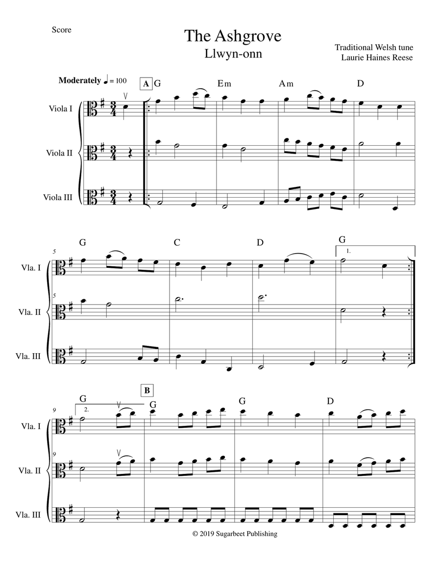 The Ashgrove for 3 Violas String Trio scores gallery preview page 1
