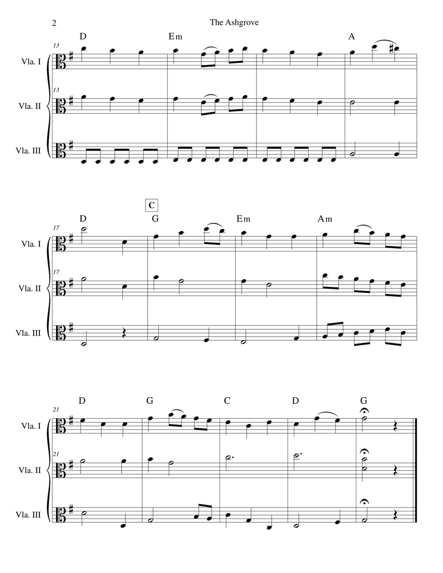 The Ashgrove for 3 Violas String Trio scores gallery preview page 2