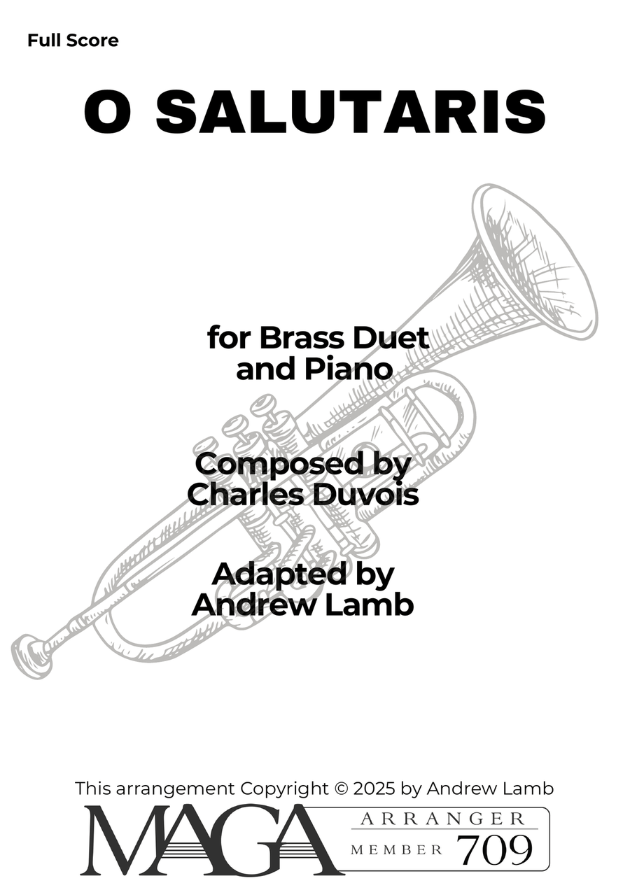Charles DUVOIS | O Salutaris | for Brass Duet and Piano Accompaniment Brass Duet scores gallery preview page 2