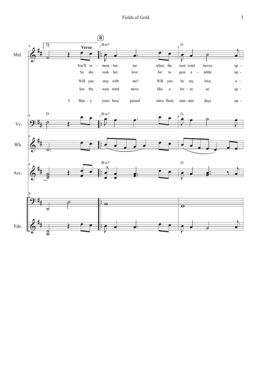Fields Of Gold - Score Only Small Ensemble scores gallery preview page 3