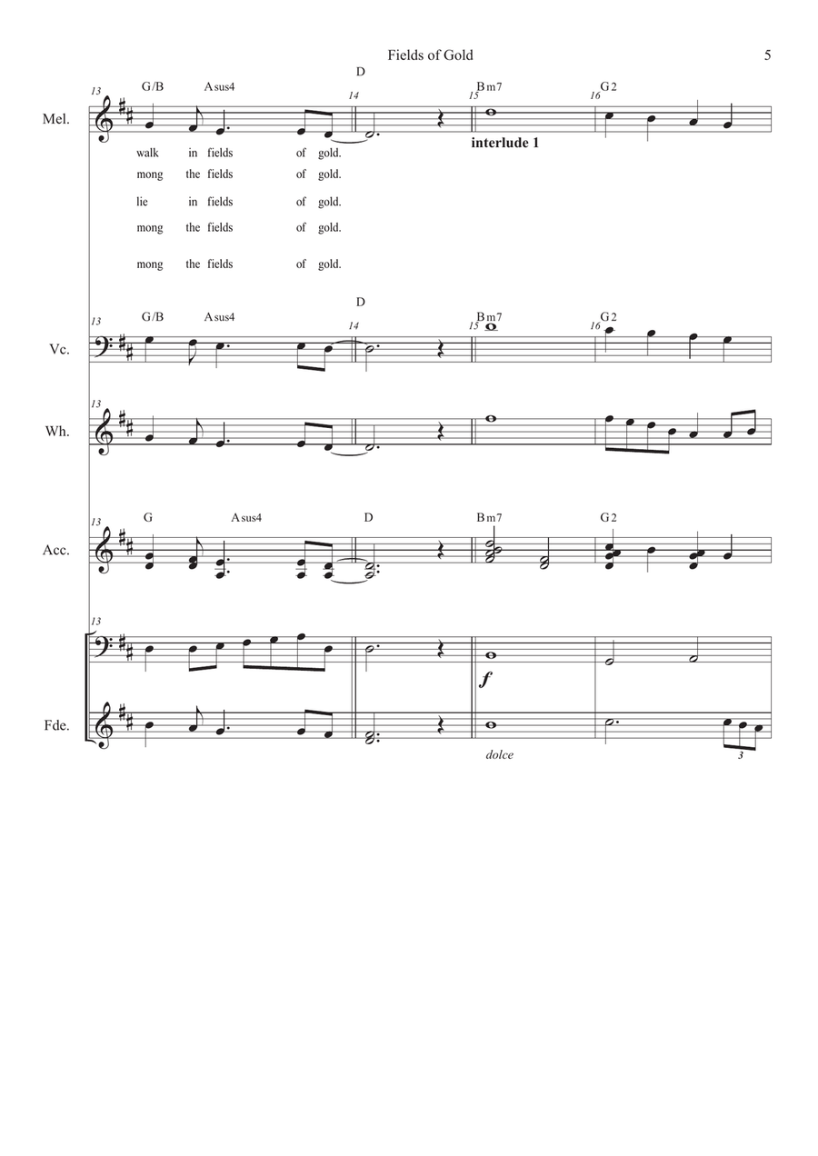 Fields Of Gold - Score Only Small Ensemble scores gallery preview page 5