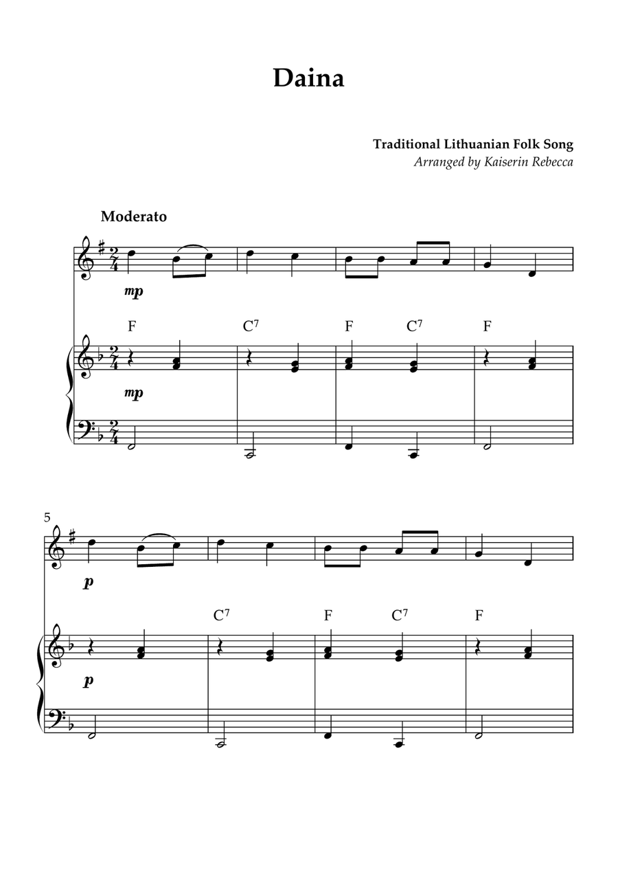 Daina Daina Tenor Saxophone scores gallery preview page 1