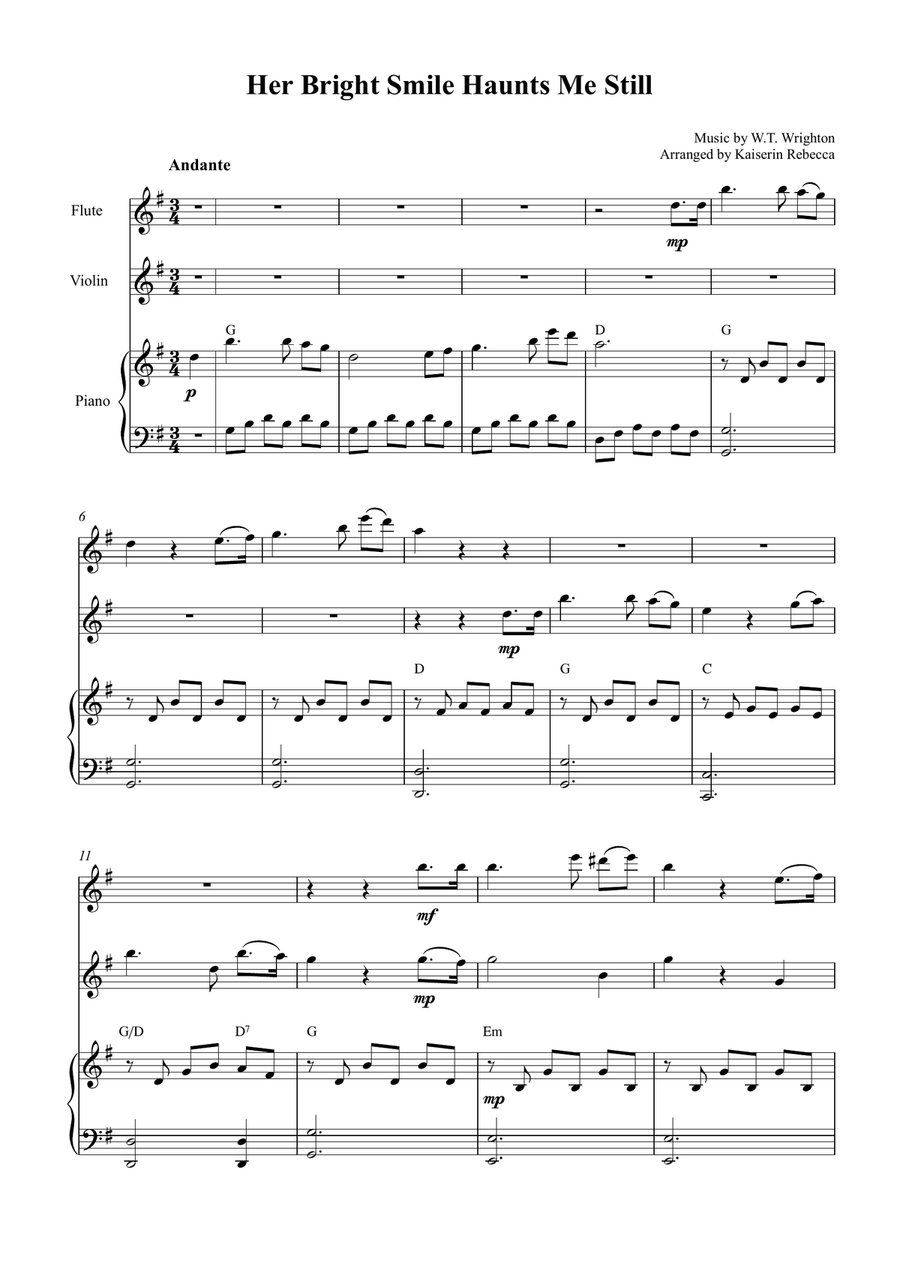 Her Bright Smile Haunts Me Still Flute scores gallery preview page 1