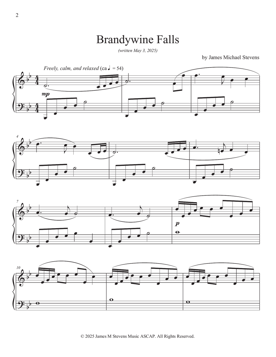 Brandywine Falls by James Michael Stevens Piano Solo - Digital Sheet Music page 2