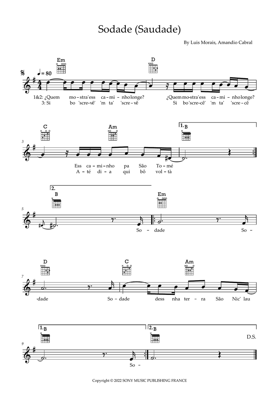 Sodade Piano scores gallery preview page 1