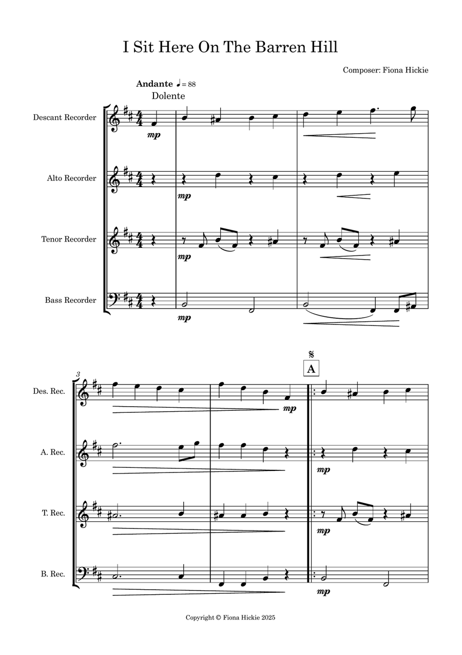 I Sit Here on the Barren Hill Chamber Music scores gallery preview page 3