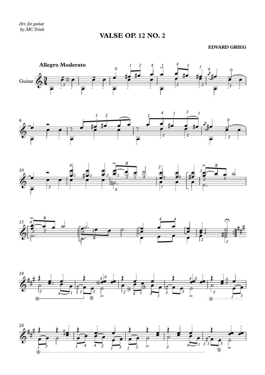 Valse Op. 12 No. 2 Valse Op. 12 No. 2 Acoustic Guitar scores gallery preview page 1