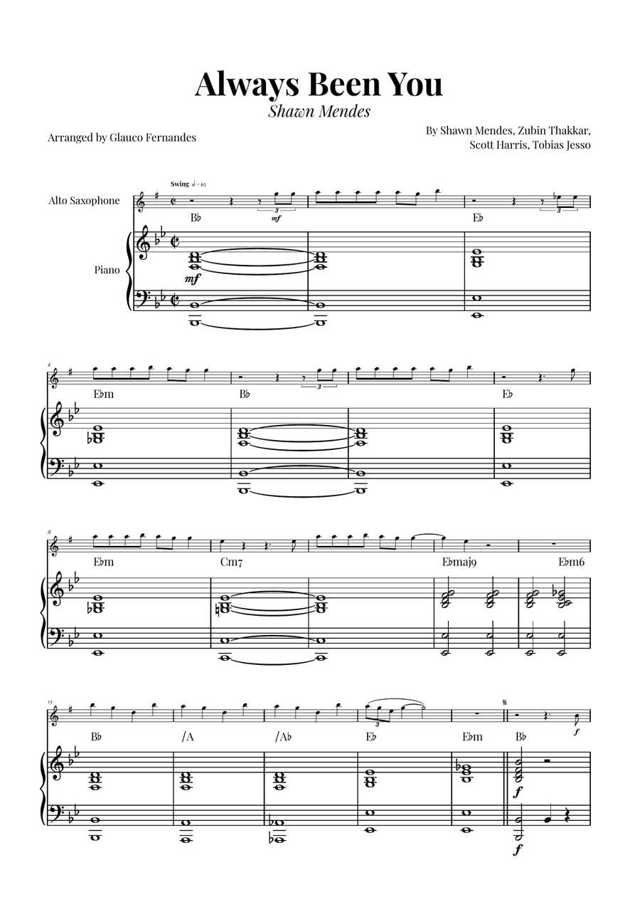 Always Been You Alto Saxophone scores gallery preview page 1