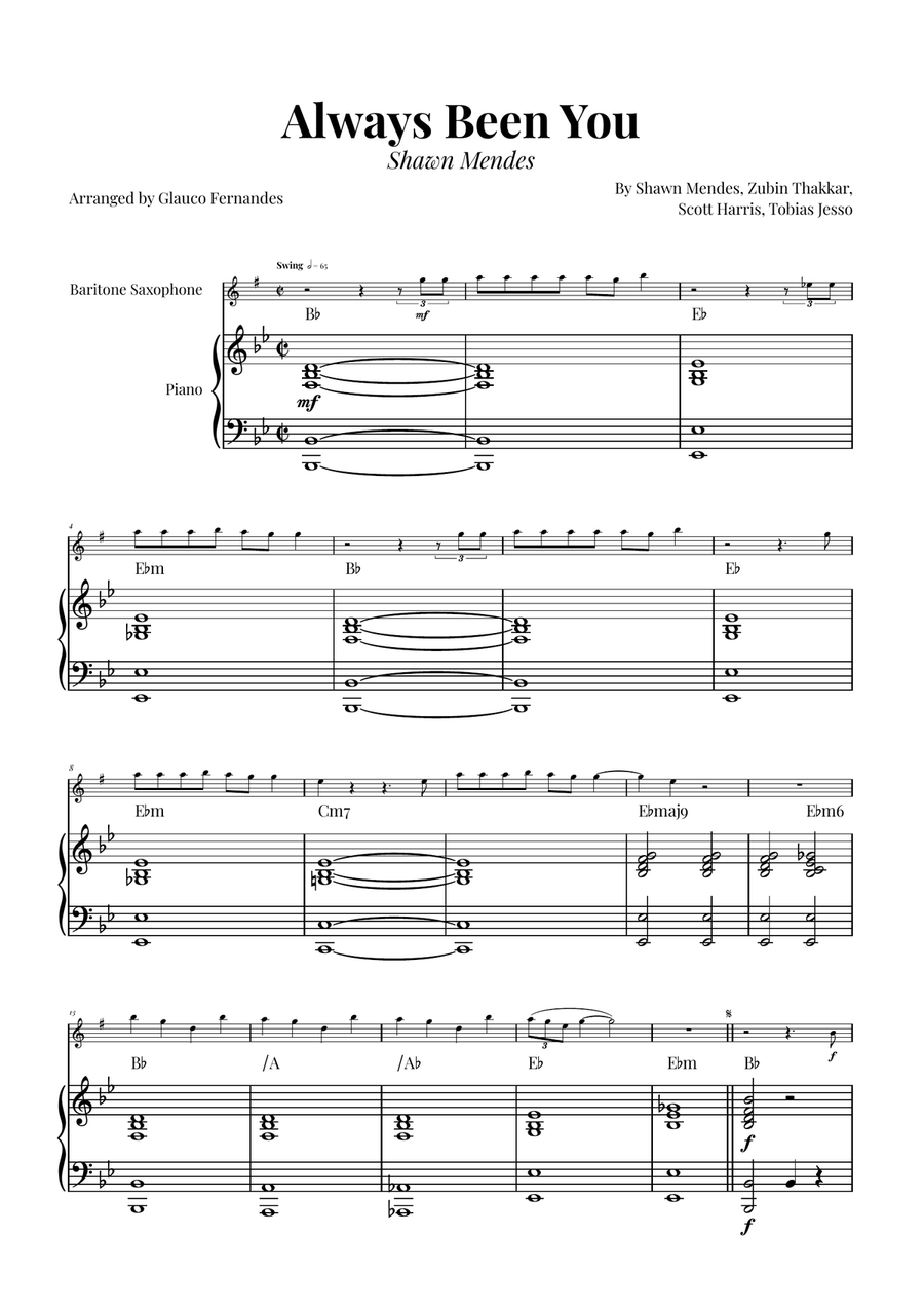 Always Been You Baritone Saxophone scores gallery preview page 1