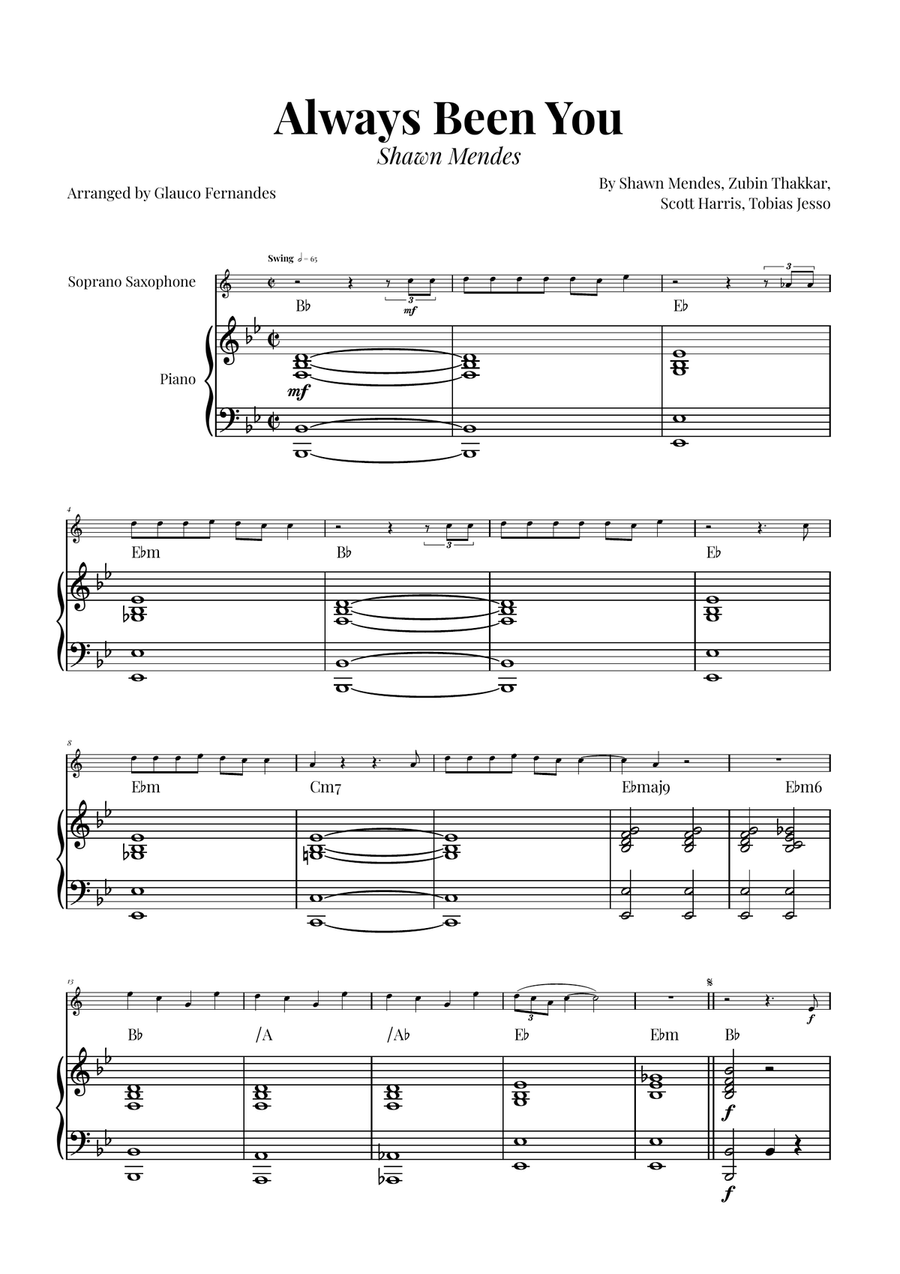 Always Been You Soprano Saxophone scores gallery preview page 1
