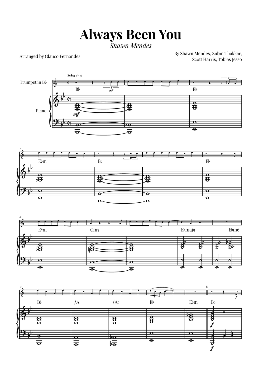 Always Been You B-Flat Trumpet scores gallery preview page 1