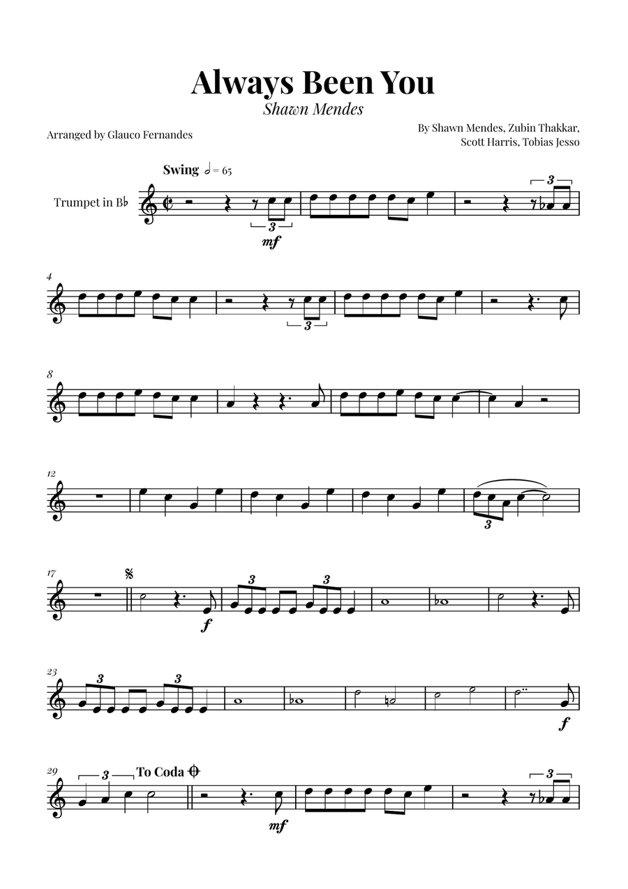 Always Been You B-Flat Trumpet scores gallery preview page 1