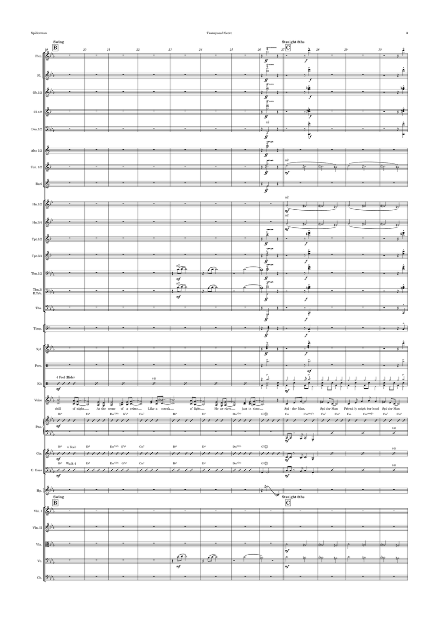 Theme From Spider Man Full Orchestra scores gallery preview page 3