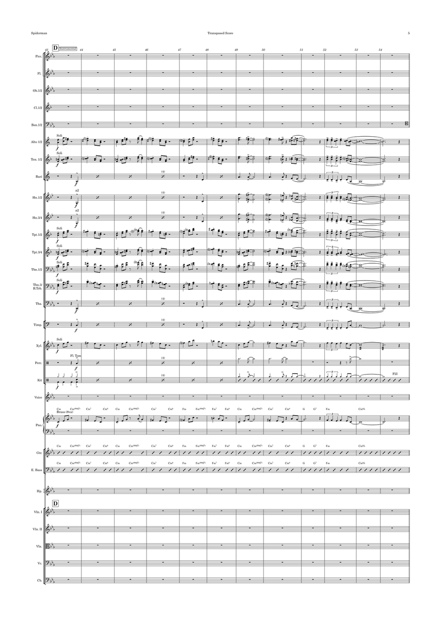 Theme From Spider Man Full Orchestra scores gallery preview page 5