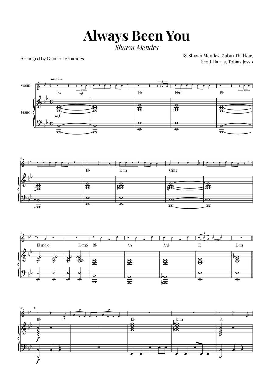 Always Been You Violin Solo scores gallery preview page 1