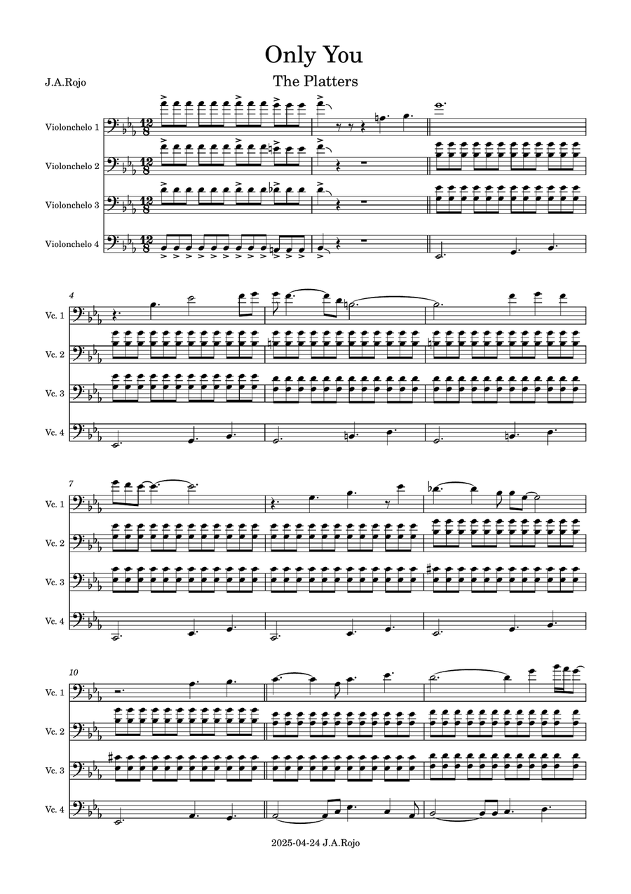 Only You (And You Alone) Only You (And You Alone) String Quartet scores gallery preview page 1