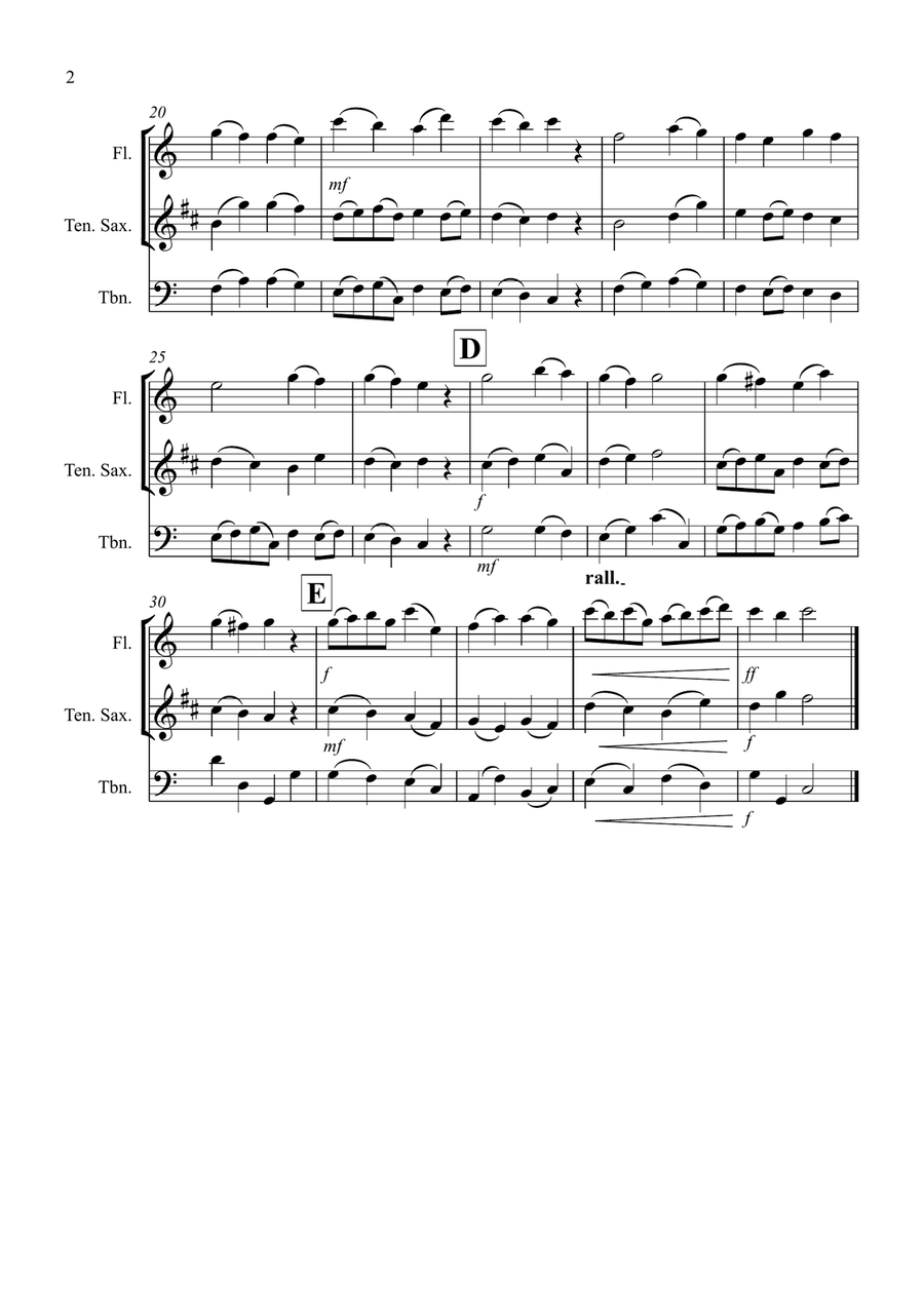 Christ The Lord is Risen Today for Flute, Tenor Saxophone and Trombone Trio Small Ensemble scores gallery preview page 2