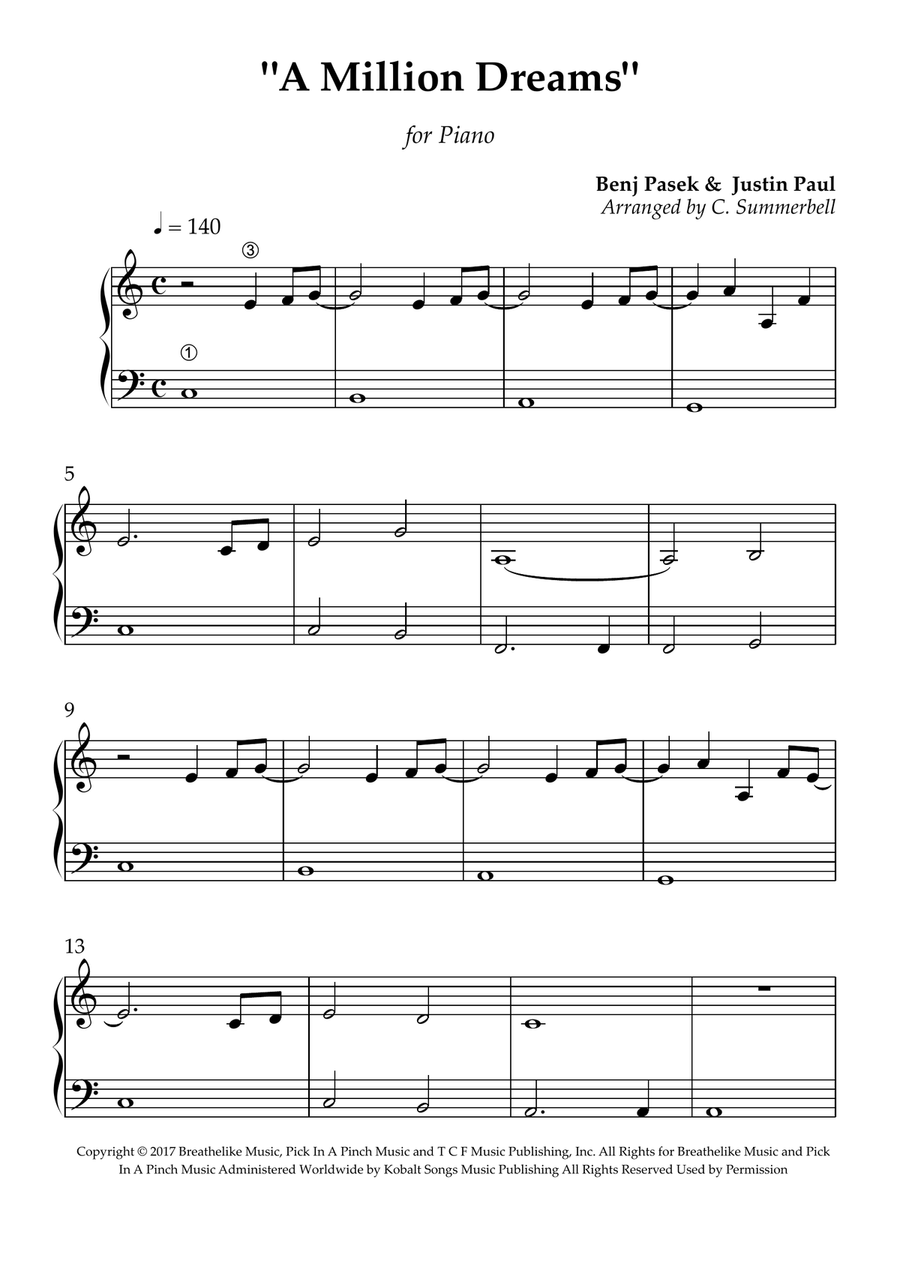 A Million Dreams Piano Method scores gallery preview page 1