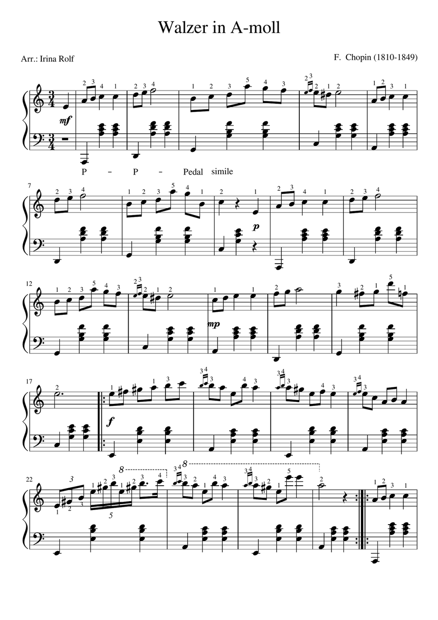 Walzer in A-Moll Walzer in A-Moll Piano Solo scores gallery preview page 1