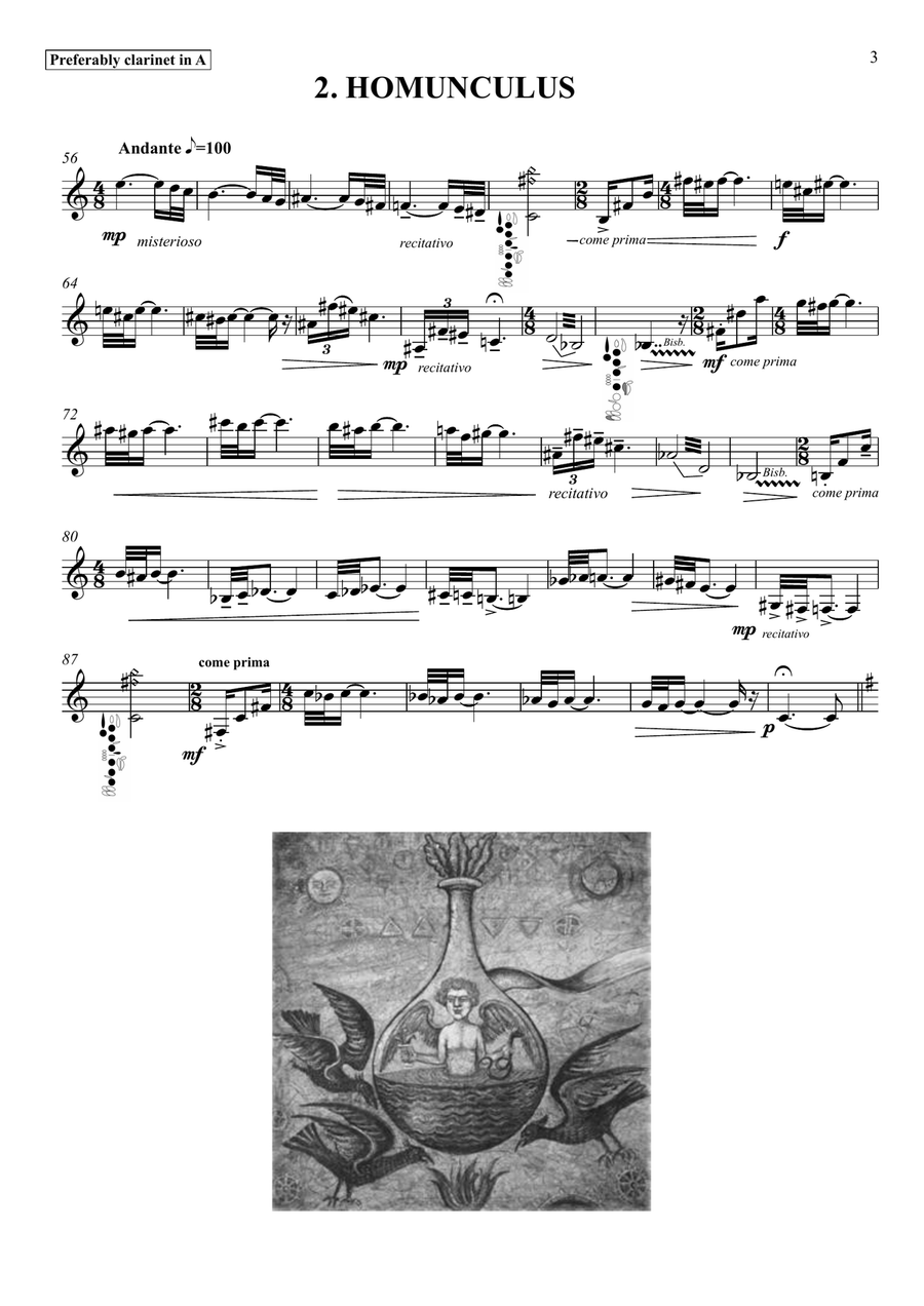 Radovan Stojanović - Kafkaesque ( a fantasy piece for solo clarinet) B-Flat Clarinet scores gallery preview page 3