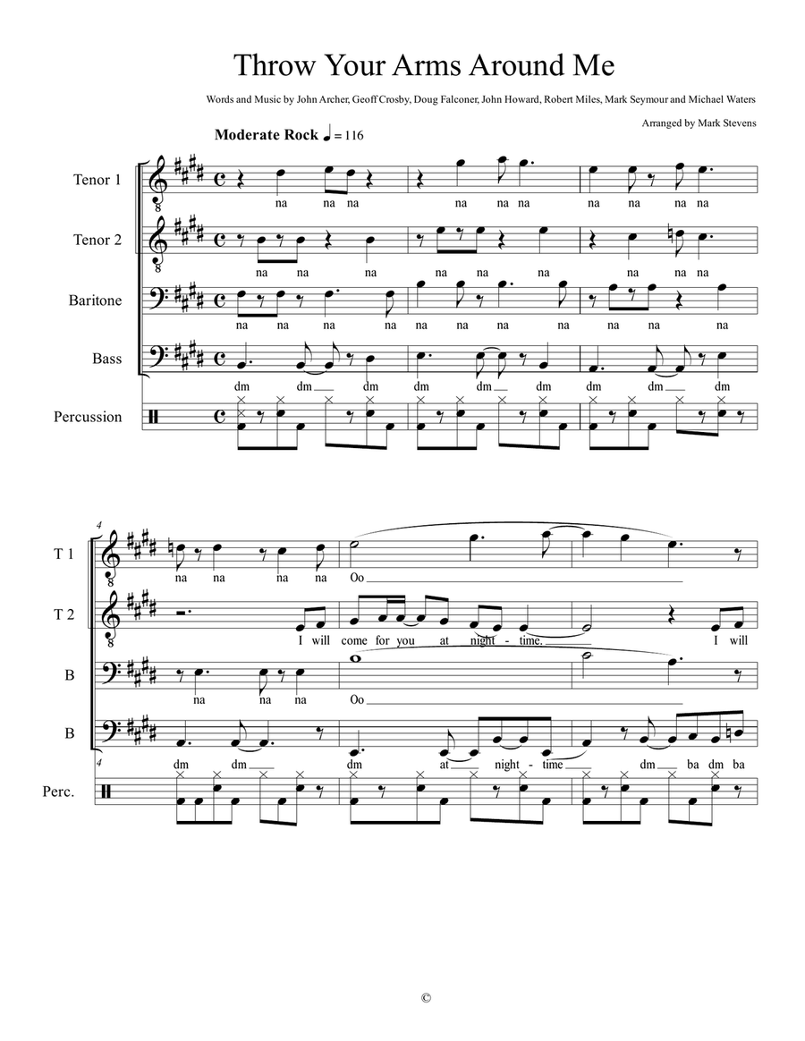 Throw Your Arms Around Me TTBB scores gallery preview page 2