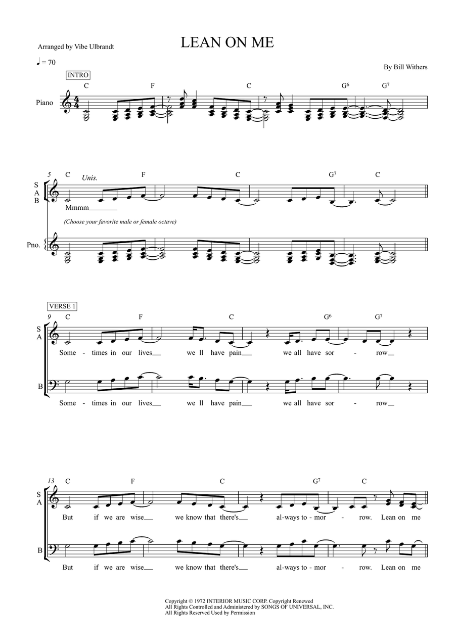 Lean On Me Lean On Me 3-Part scores gallery preview page 1