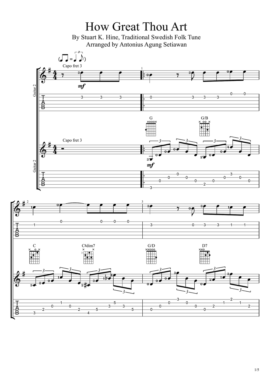 How Great Thou Art How Great Thou Art Guitar Ensemble scores gallery preview page 1