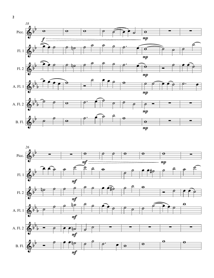 Robert Parsons Ave Maria arranged for flute sextet or flute choir (incl. piccolo solo) Flute Choir scores gallery preview page 2