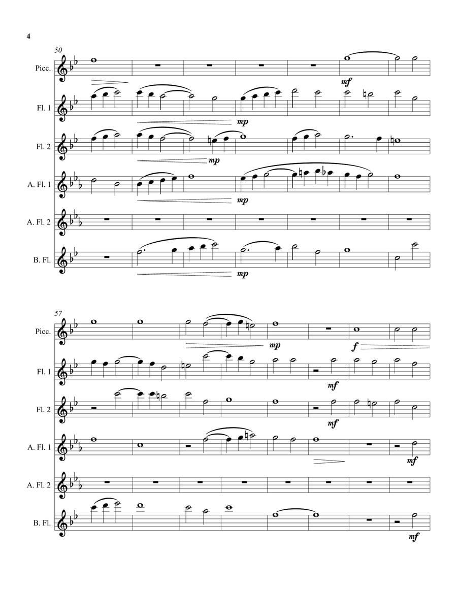 Robert Parsons Ave Maria arranged for flute sextet or flute choir (incl. piccolo solo) Flute Choir scores gallery preview page 4