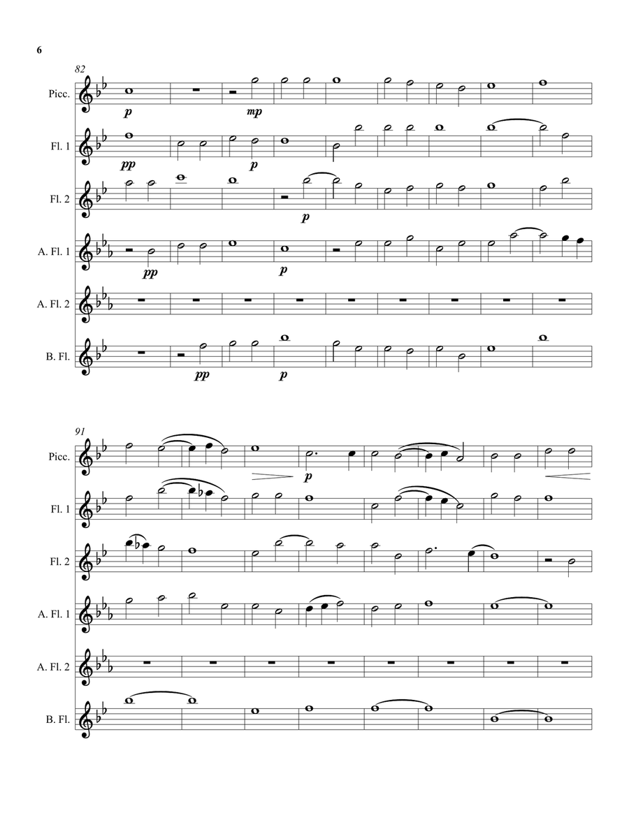 Robert Parsons Ave Maria arranged for flute sextet or flute choir (incl. piccolo solo) Flute Choir scores gallery preview page 6
