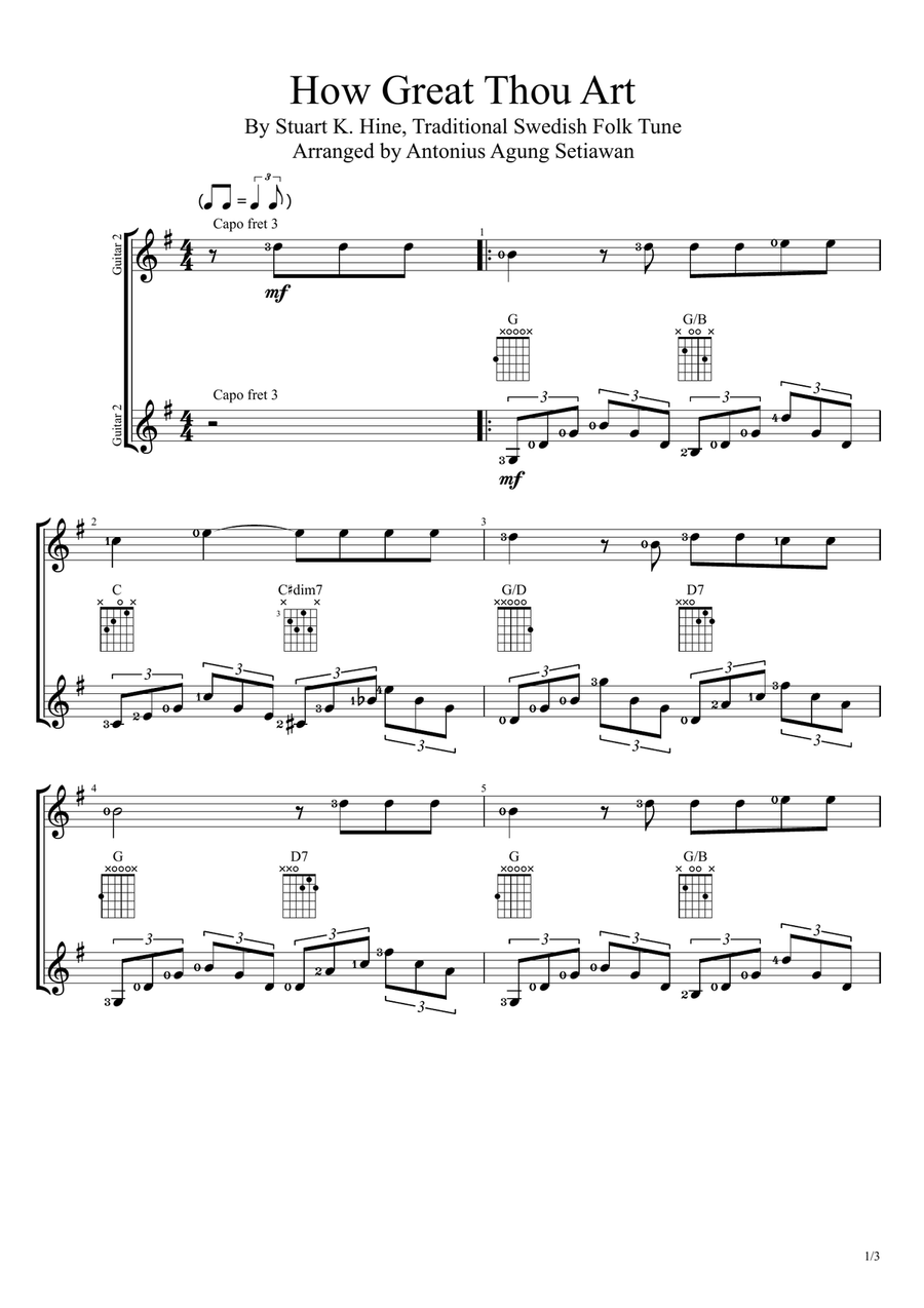 How Great Thou Art How Great Thou Art Guitar scores gallery preview page 1