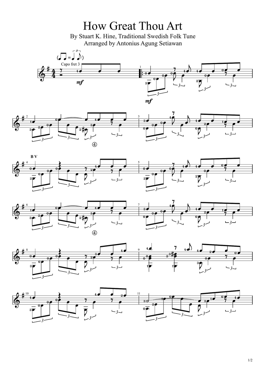 How Great Thou Art How Great Thou Art Guitar Solo scores gallery preview page 1