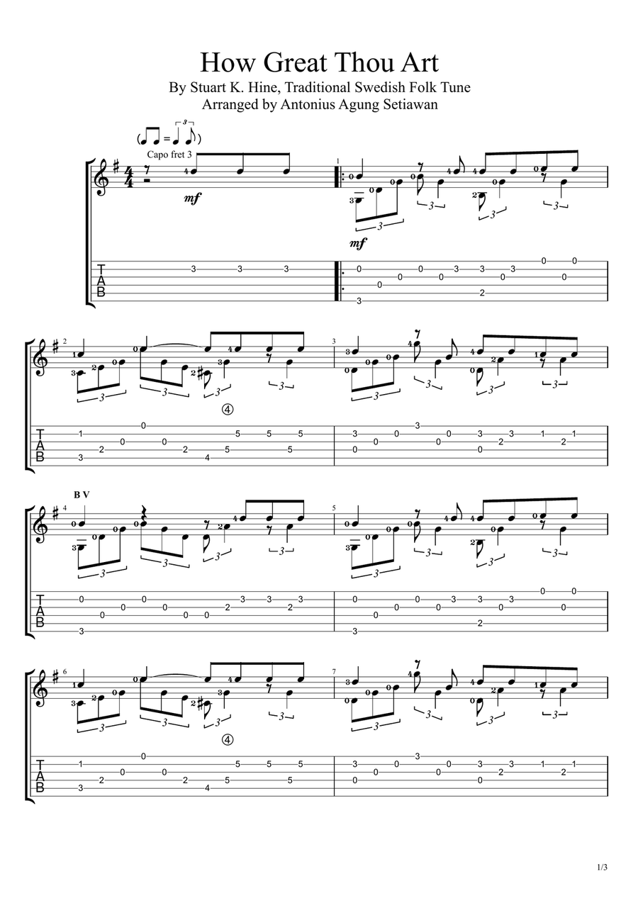 How Great Thou Art How Great Thou Art Guitar Solo scores gallery preview page 1