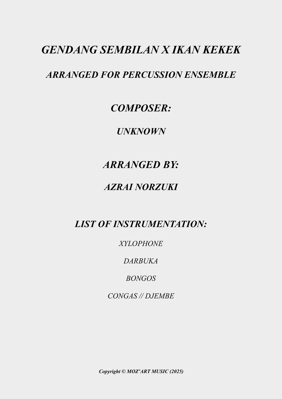 Gendang Sembilan X Ikan Kekek Percussion Ensemble scores gallery preview page 2
