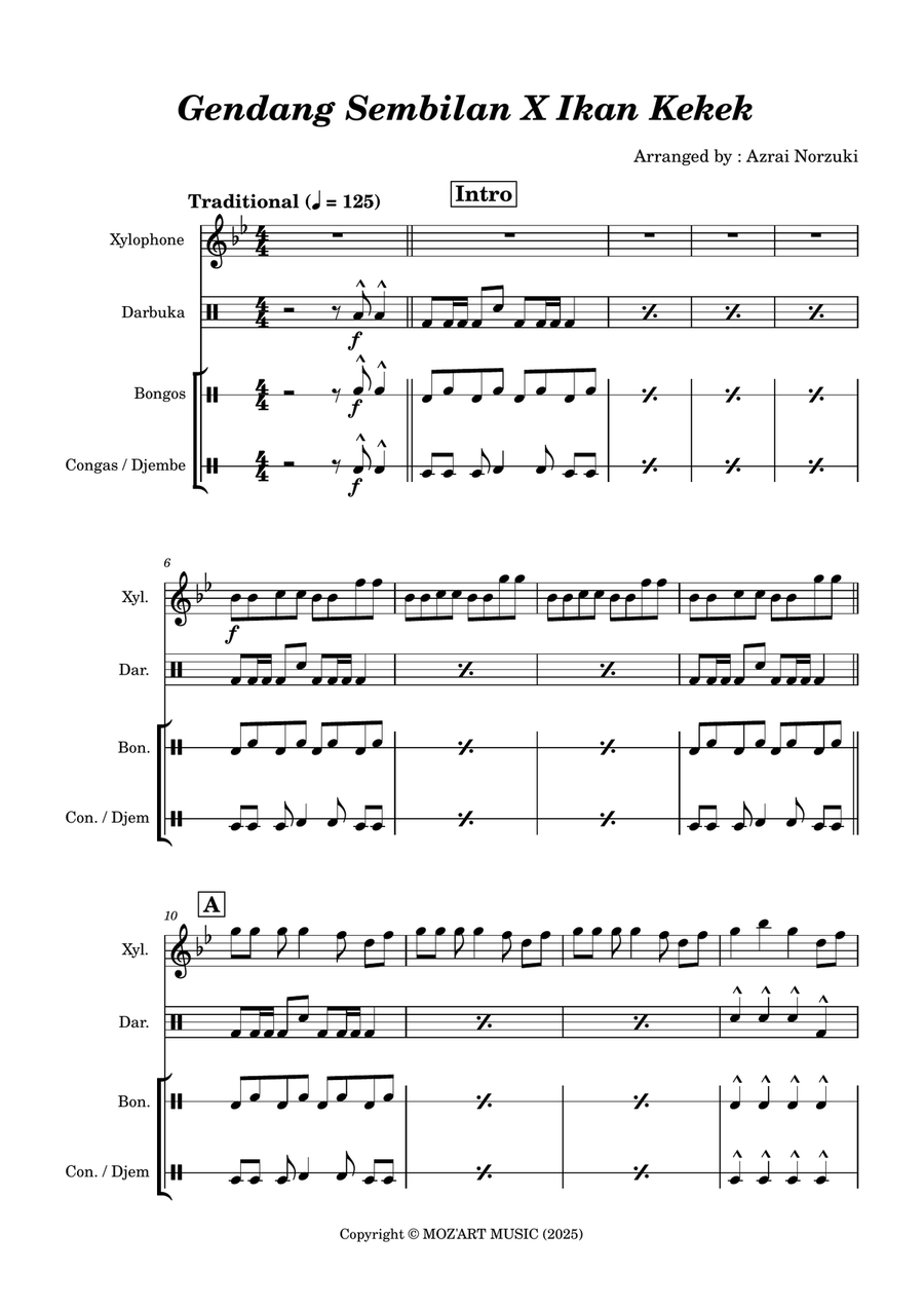 Gendang Sembilan X Ikan Kekek Percussion Ensemble scores gallery preview page 3