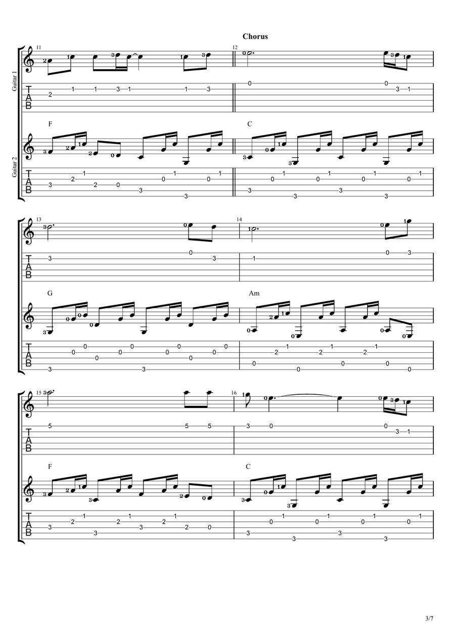 Take Me Home, Country Roads Guitar Ensemble scores gallery preview page 3