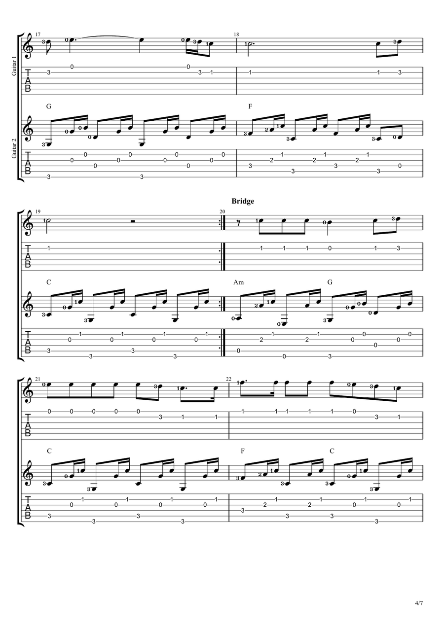 Take Me Home, Country Roads Guitar Ensemble scores gallery preview page 4