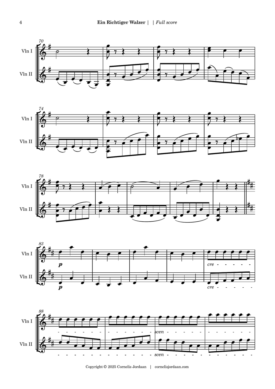 Ein Richtiger Walzer, an easy waltz for 2 violins String Duet scores gallery preview page 4
