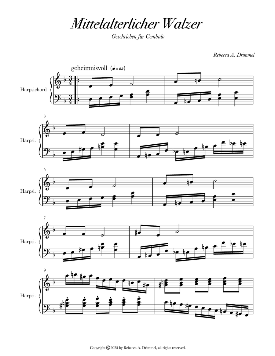Mittelalterlicher Walzer Mittelalterlicher Walzer Harpsichord scores gallery preview page 1