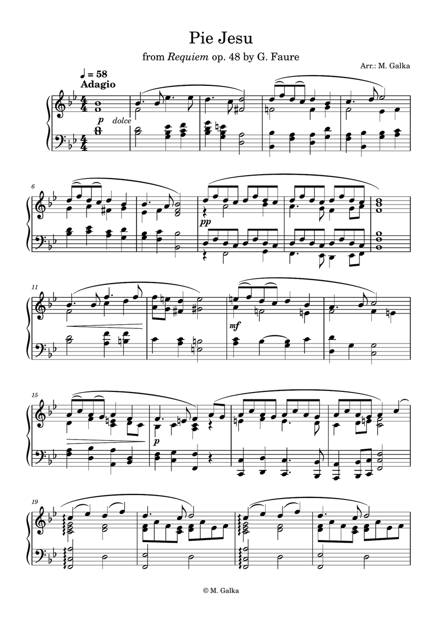 Pie Jesu Pie Jesu Piano Solo scores gallery preview page 1