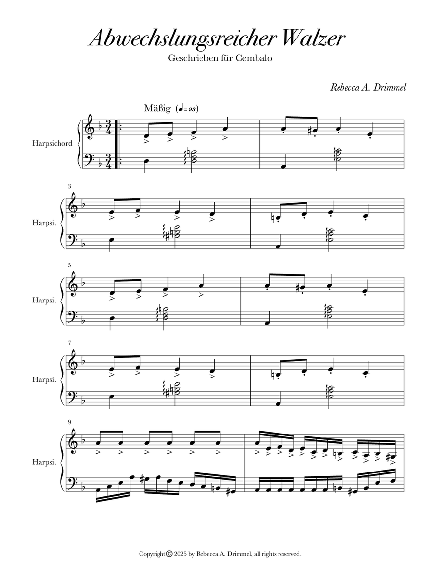 Abwechslungsreicher Walzer Harpsichord scores gallery preview page 1