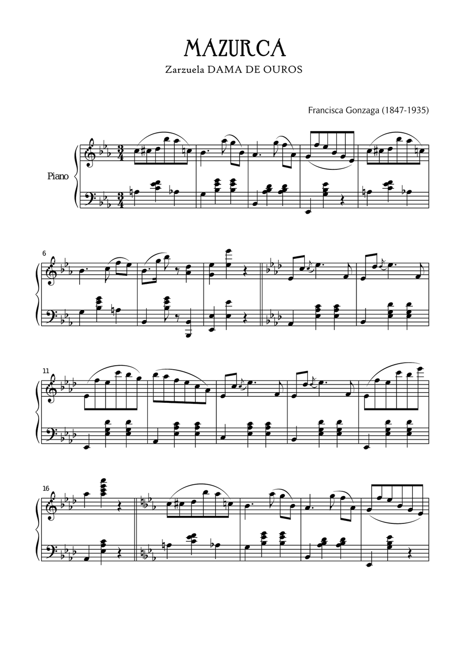 Mazurca (de Dama de ouros) Chamber Music scores gallery preview page 1