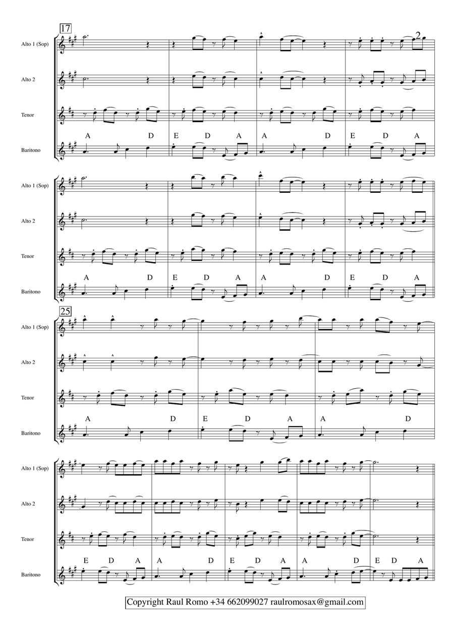 Saxophone Quarttet - BARRETO SOUL Saxophone Quartet scores gallery preview page 2