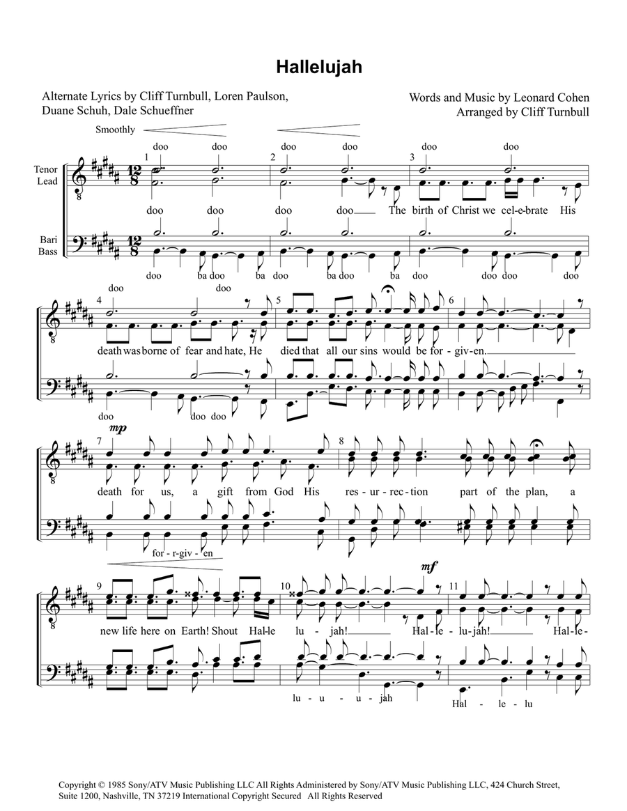 Hallelujah TTBB scores gallery preview page 1