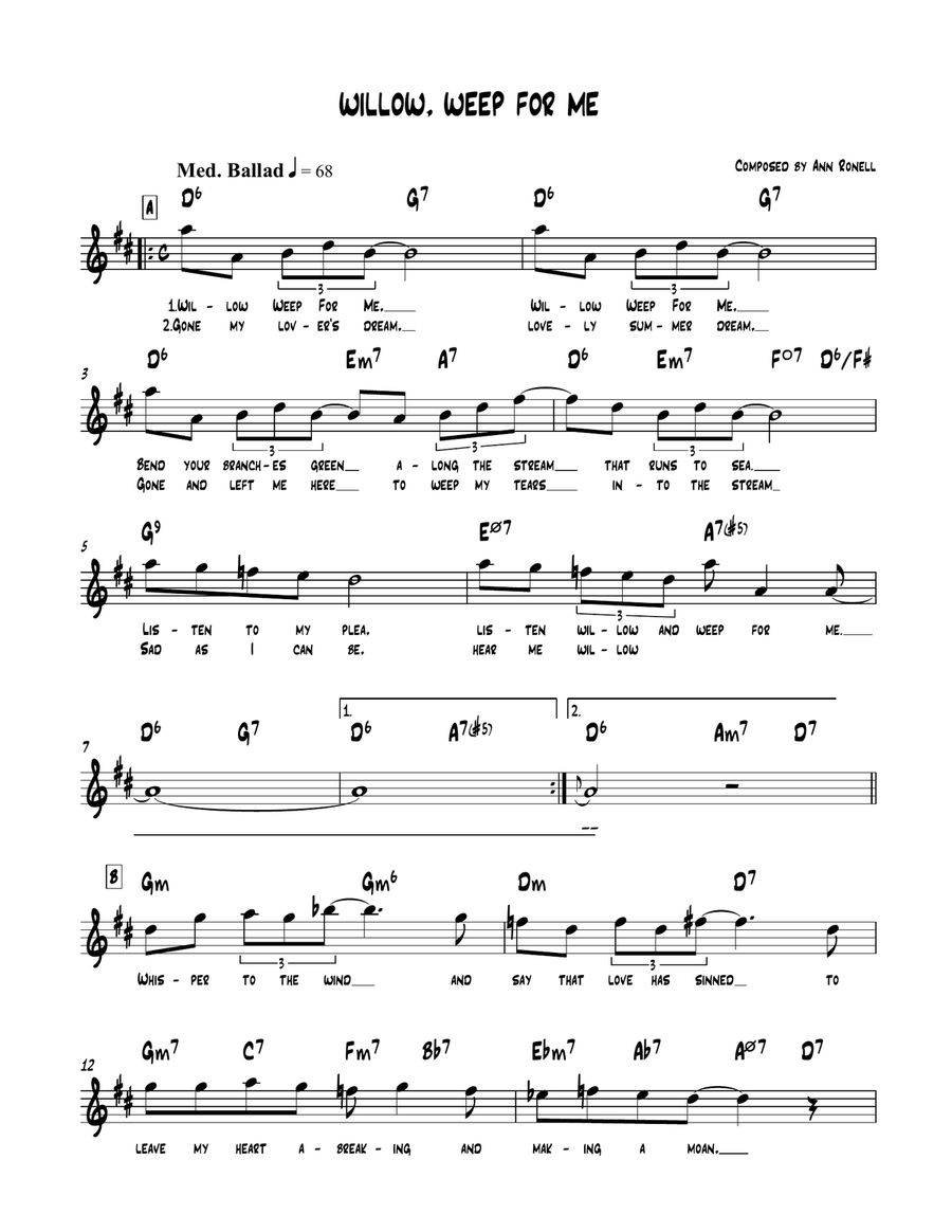 Willow Weep For Me Piano scores gallery preview page 1
