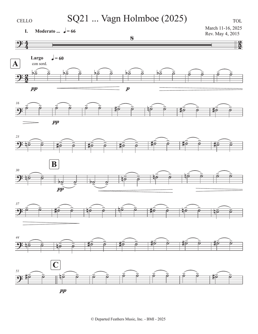 SQ21 ... Vagn Holmboe (2025) String Quartet scores gallery preview page 1