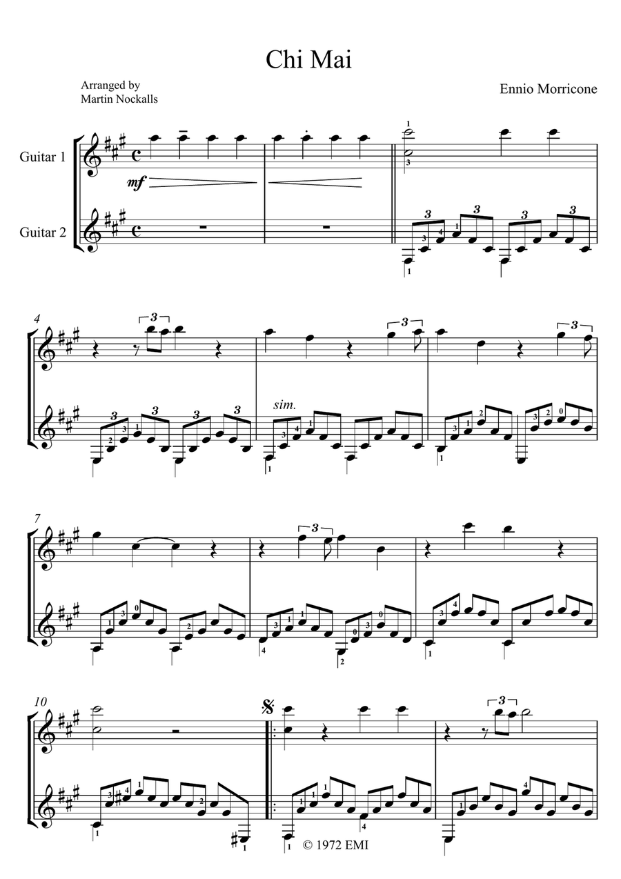 Chi Mai Chi Mai Classical Guitar scores gallery preview page 1