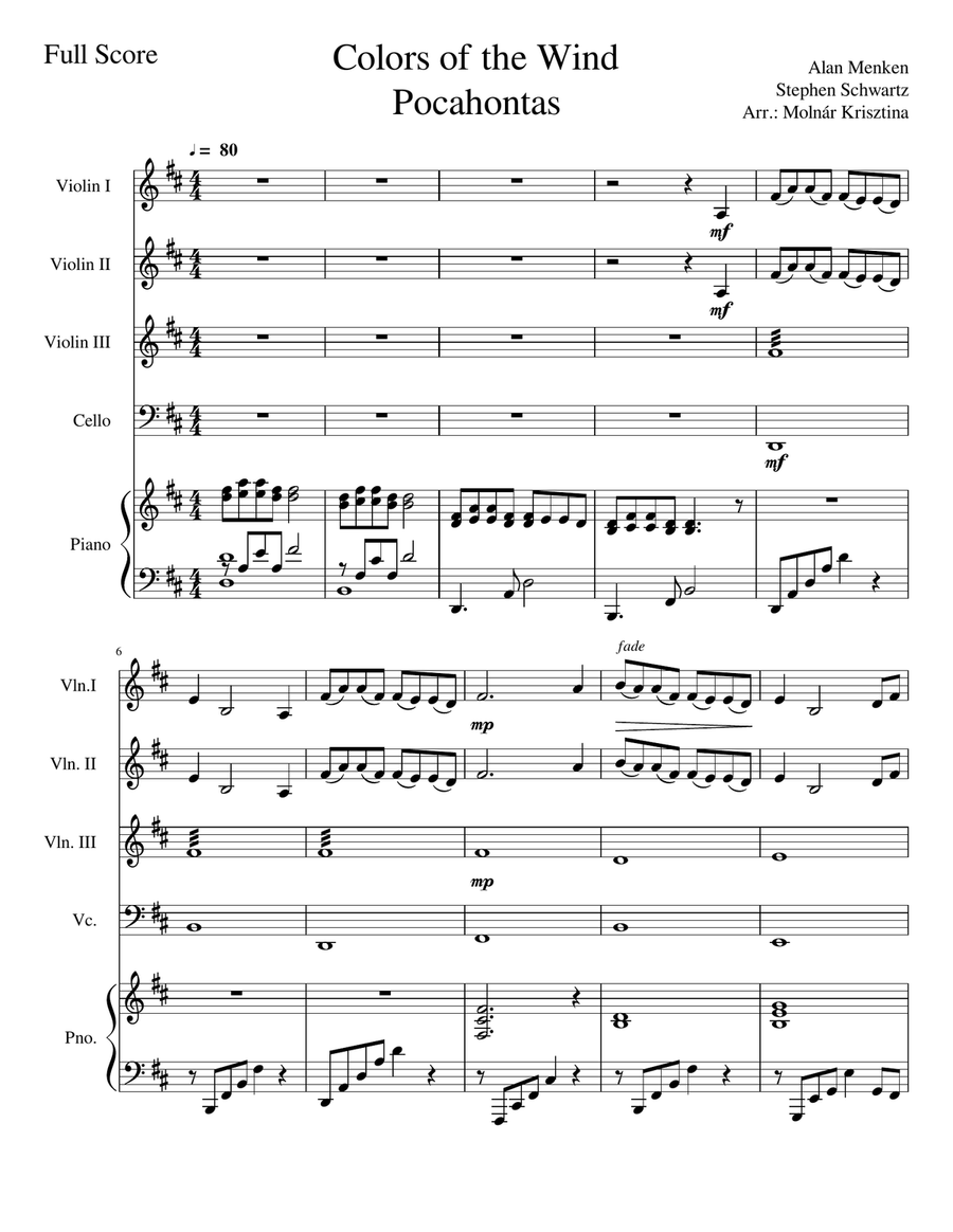 Colors Of The Wind Colors Of The Wind Piano Trio scores gallery preview page 1